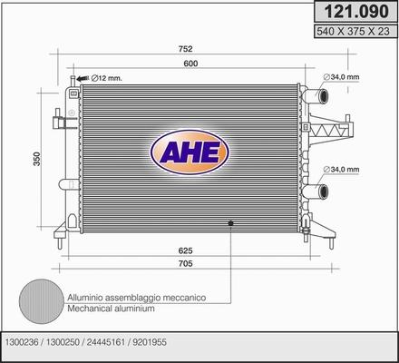 AHE 121.090 - Radiatore, Raffreddamento motore www.autoricambit.com