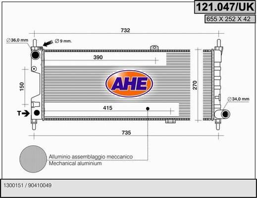 AHE 121.047/UK - Radiatore, Raffreddamento motore www.autoricambit.com