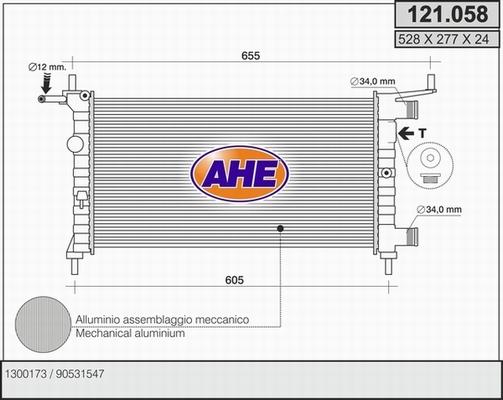 AHE 121.058 - Radiatore, Raffreddamento motore www.autoricambit.com