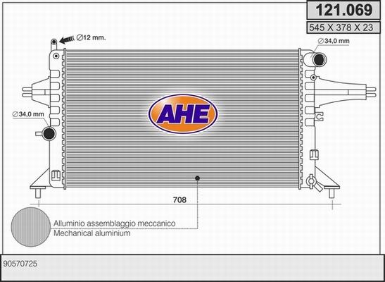 AHE 121.069 - Radiatore, Raffreddamento motore www.autoricambit.com