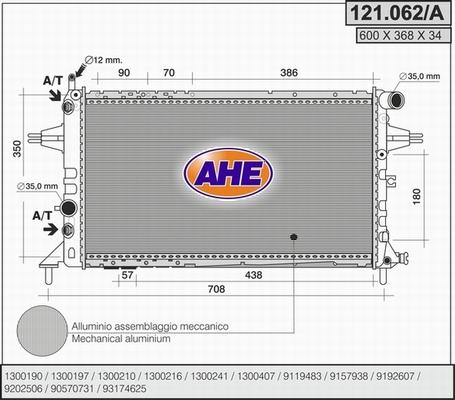 AHE 121.062/A - Radiatore, Raffreddamento motore www.autoricambit.com