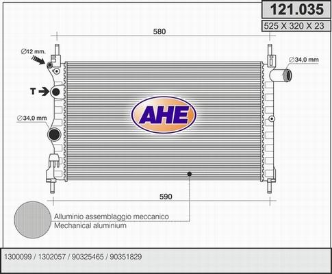 AHE 121.035 - Radiatore, Raffreddamento motore www.autoricambit.com