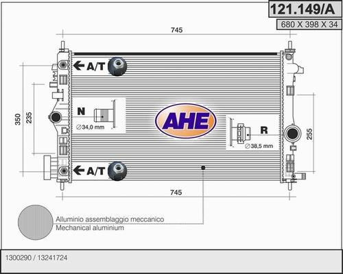 AHE 121.149/A - Radiatore, Raffreddamento motore www.autoricambit.com