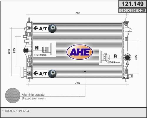 AHE 121.149 - Radiatore, Raffreddamento motore www.autoricambit.com