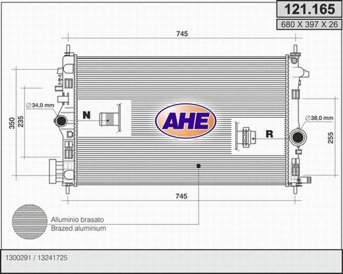 AHE 121.165 - Radiatore, Raffreddamento motore www.autoricambit.com