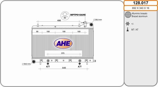 AHE 128.017 - Radiatore, Raffreddamento motore www.autoricambit.com