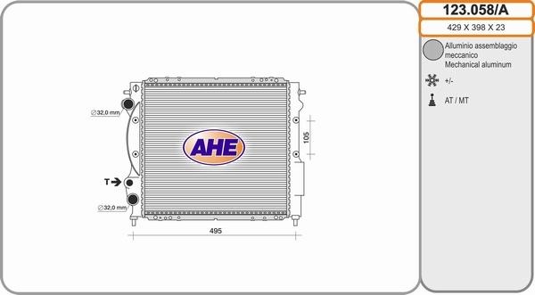 AHE 123.058/A - Radiatore, Raffreddamento motore www.autoricambit.com