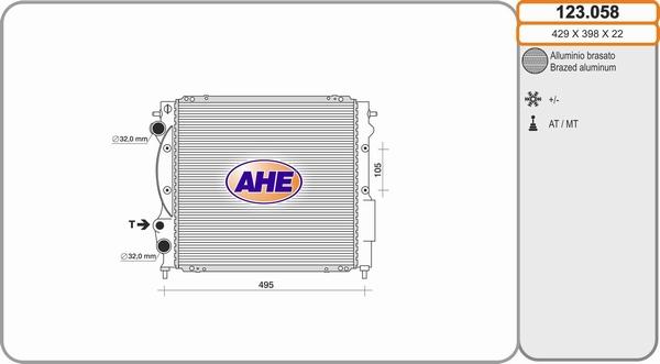 AHE 123.058 - Radiatore, Raffreddamento motore www.autoricambit.com