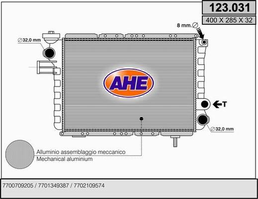 AHE 123.031 - Radiatore, Raffreddamento motore www.autoricambit.com