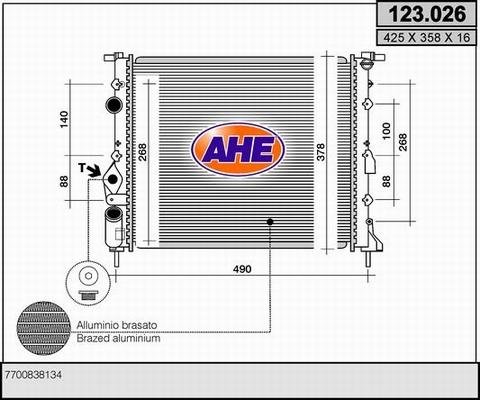 AHE 123.026 - Radiatore, Raffreddamento motore www.autoricambit.com