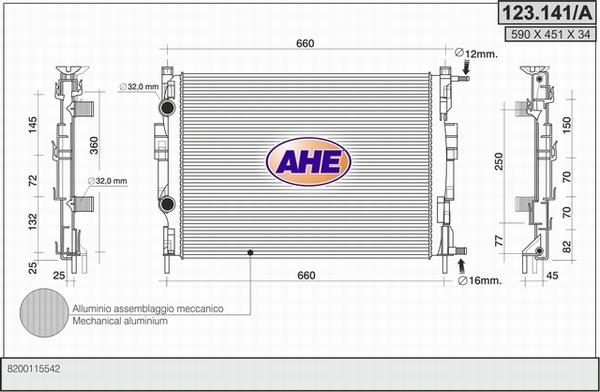 AHE 123.141/A - Radiatore, Raffreddamento motore www.autoricambit.com