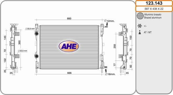 AHE 123.143 - Radiatore, Raffreddamento motore www.autoricambit.com