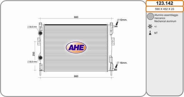 AHE 123.142 - Radiatore, Raffreddamento motore www.autoricambit.com