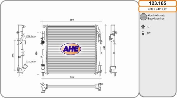 AHE 123.165 - Radiatore, Raffreddamento motore www.autoricambit.com