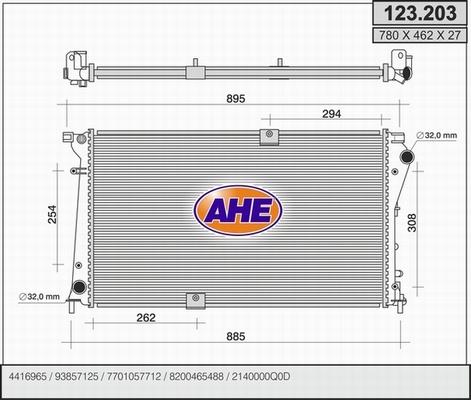 AHE 123.203 - Radiatore, Raffreddamento motore www.autoricambit.com