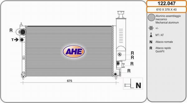 AHE 122.047 - Radiatore, Raffreddamento motore www.autoricambit.com