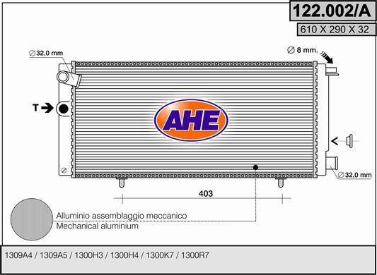 AHE 122.002/A - Radiatore, Raffreddamento motore www.autoricambit.com