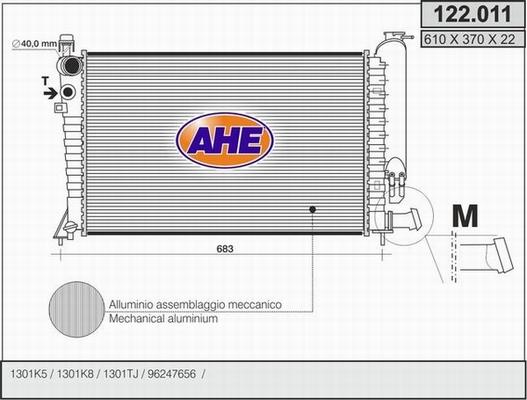 AHE 122.011 - Radiatore, Raffreddamento motore www.autoricambit.com