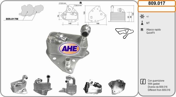 AHE 809.017 - Radiatore olio, Olio motore www.autoricambit.com