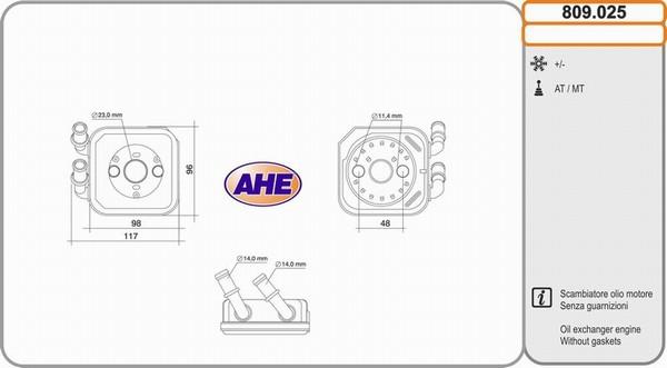 AHE 809.025 - Radiatore olio, Olio motore www.autoricambit.com