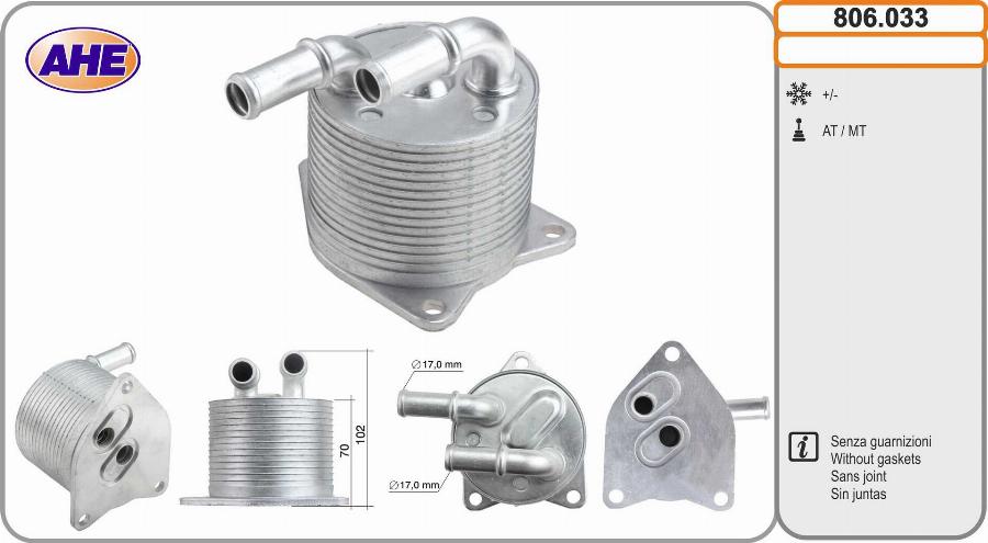 AHE 806.033 - Radiatore olio, Olio motore www.autoricambit.com