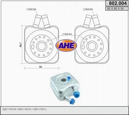 AHE 802.004 - Radiatore olio, Olio motore www.autoricambit.com