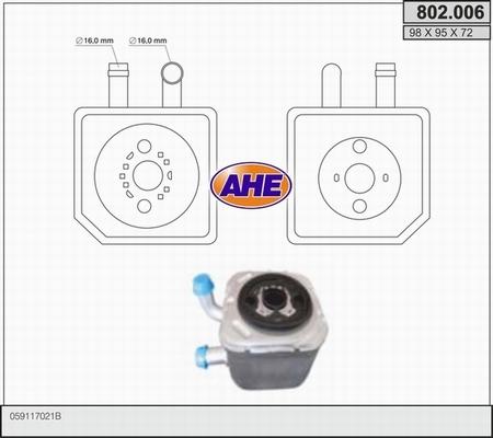 AHE 802.006 - Radiatore olio, Olio motore www.autoricambit.com