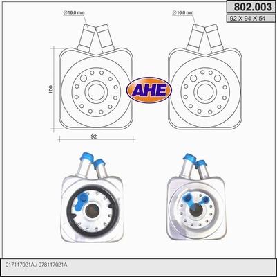 AHE 802.003 - Radiatore olio, Olio motore www.autoricambit.com