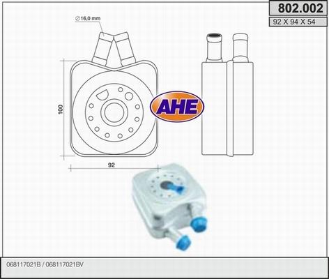 AHE 802.002 - Radiatore olio, Olio motore www.autoricambit.com