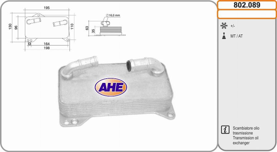 AHE 802.089 - Radiatore olio, Olio motore www.autoricambit.com