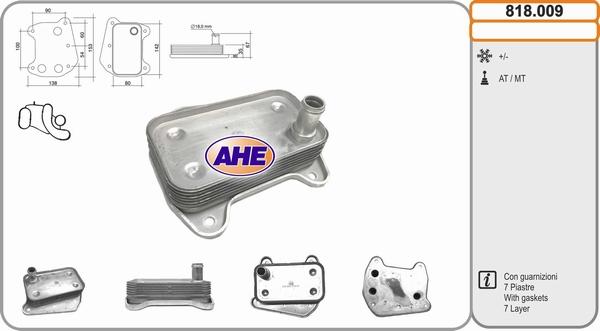 AHE 818.009 - Radiatore olio, Olio motore www.autoricambit.com