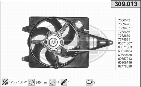 AHE 309.013 - Ventola, Raffreddamento motore www.autoricambit.com