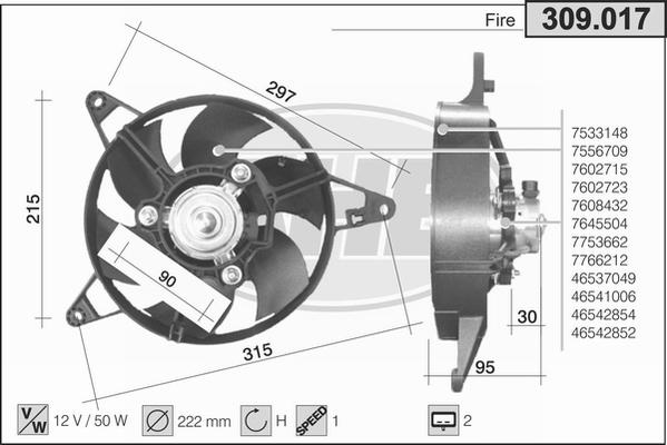 AHE 309.017 - Ventola, Raffreddamento motore www.autoricambit.com