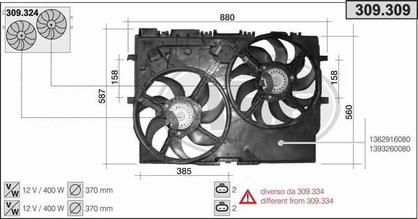 AHE 309.309 - Ventola, Raffreddamento motore www.autoricambit.com