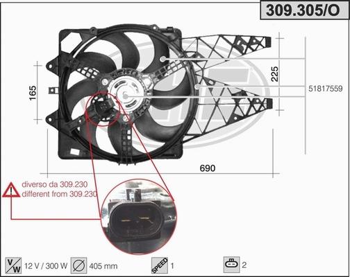 AHE 309.305/O - Ventola, Raffreddamento motore www.autoricambit.com