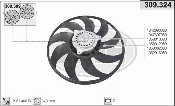 AHE 309.324 - Ventola, Raffreddamento motore www.autoricambit.com