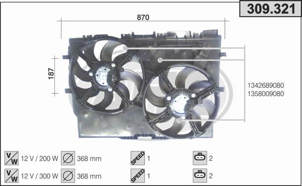 AHE 309.321 - Ventola, Raffreddamento motore www.autoricambit.com