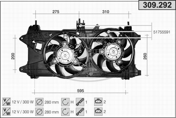 AHE 309.292 - Ventola, Raffreddamento motore www.autoricambit.com