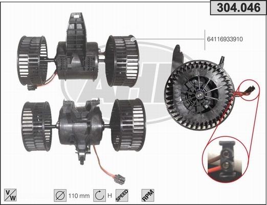 AHE 304.046 - Ventilatore abitacolo www.autoricambit.com