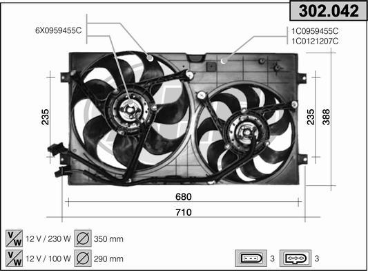 AHE 302.042 - Ventola, Raffreddamento motore www.autoricambit.com