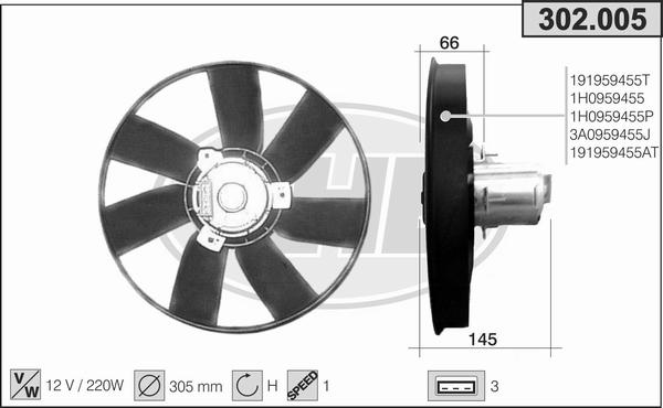 AHE 302.005 - Ventola, Raffreddamento motore www.autoricambit.com