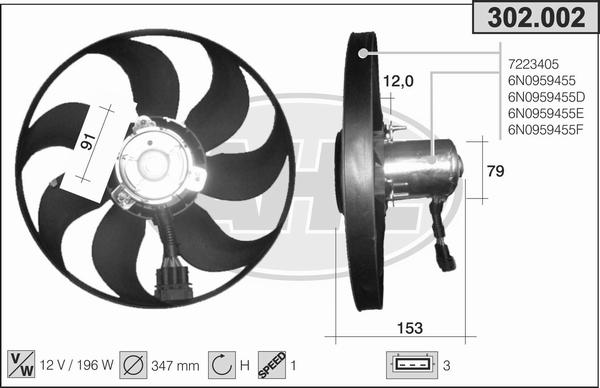 AHE 302.002 - Ventola, Raffreddamento motore www.autoricambit.com