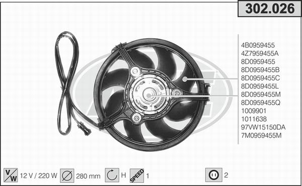 AHE 302.026 - Ventola, Raffreddamento motore www.autoricambit.com