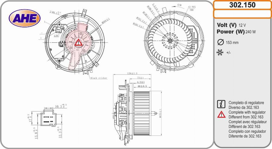 AHE 302.150 - Ventilatore abitacolo www.autoricambit.com