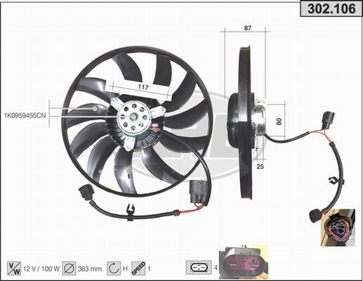 AHE 302.106 - Ventola, Raffreddamento motore www.autoricambit.com