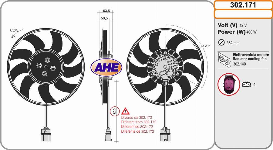 AHE 302.171 - Ventola, Raffreddamento motore www.autoricambit.com