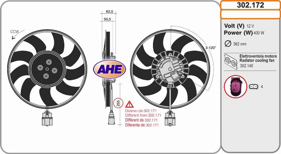 AHE 302.172 - Ventola, Raffreddamento motore www.autoricambit.com