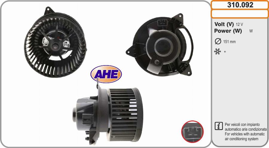 AHE 310.092 - Ventilatore abitacolo www.autoricambit.com