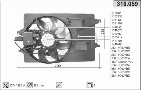 AHE 310.059 - Ventola, Raffreddamento motore www.autoricambit.com