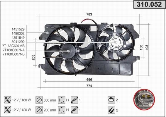 AHE 310.052 - Ventola, Raffreddamento motore www.autoricambit.com